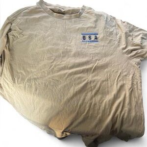 ZELOS Beige Long Sleeve Crewneck with USA Chest Graphic